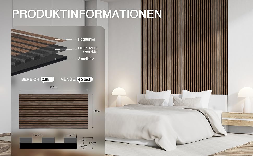 Акустичні панелі дерев'яні Holz 120x60 см (набір 4 шт, 2.88 м²) 3D для стін: студії, вітальні, офісу - горіх темний #11