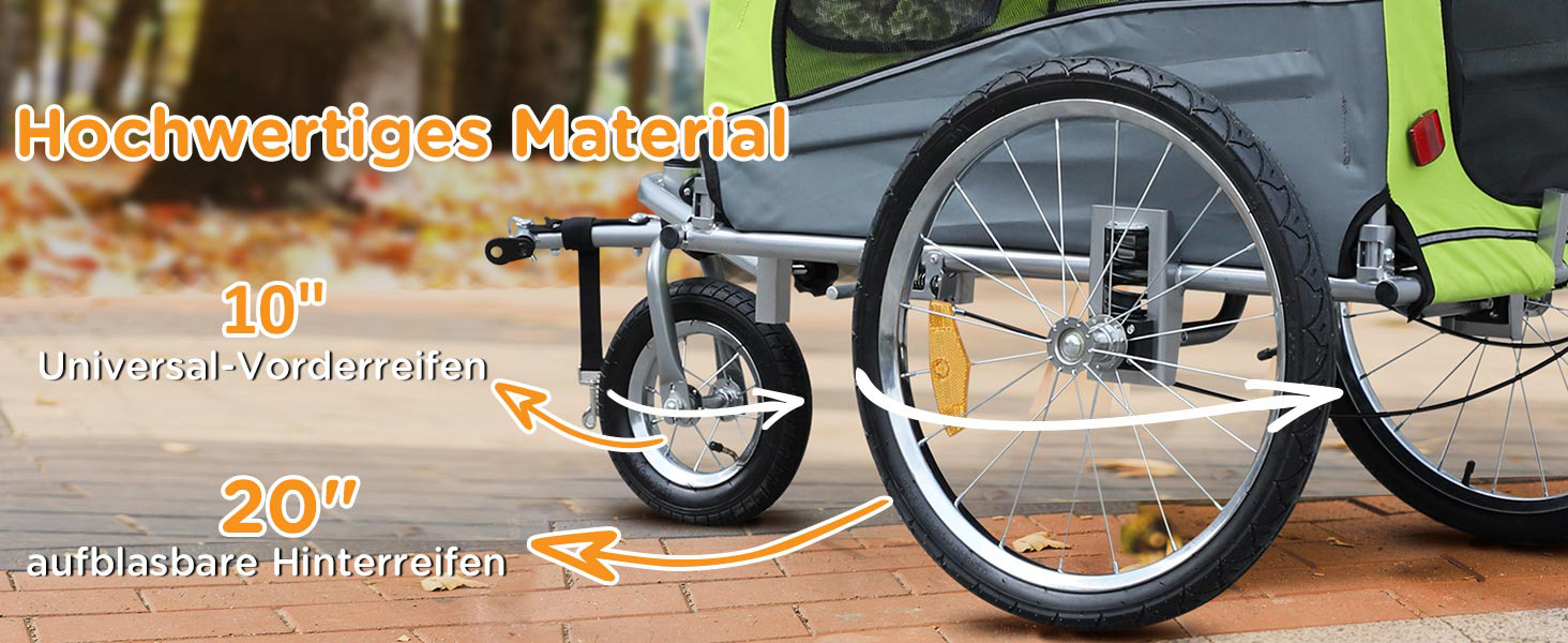 PawHut 2-в-1 Причіп для собак, велосипедний причіп для собак, візок для собак з відбивачами, прапорцем, причіп для собак PawHut, Oxford-тканина (Зелений)