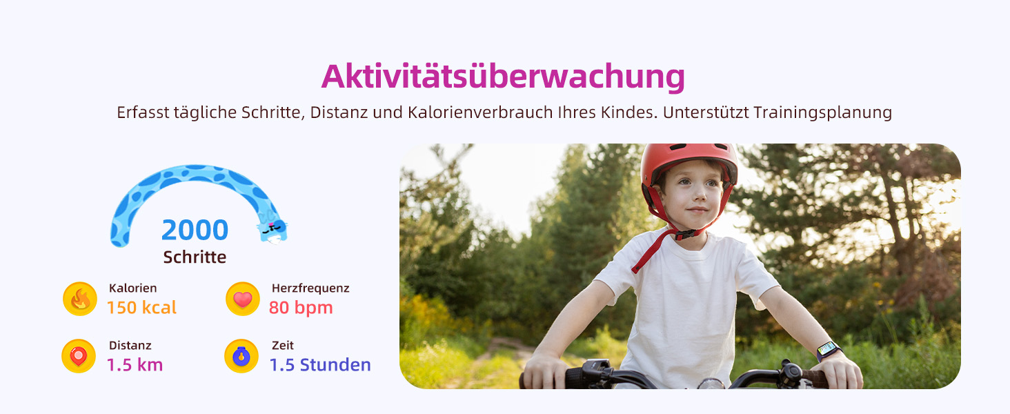 Дитячий розумний годинник Parsonver, 1.69' - фітнес-трекер з пульсометром, монітором сну, IP68, 20 спортивних режимів, для дітей 6-12 років, чорний