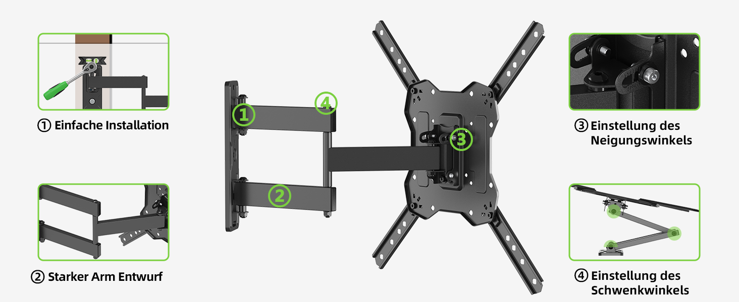 Кріплення для телевізора USX-MOUNT XMM902: поворотне та нахилене, для телевізорів 26-60 дюймів (до 35 кг), VESA 400x400 мм