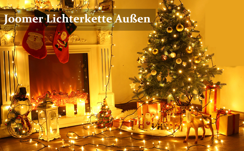 Льоново-гірлянда Joomer на Різдво, 20 метрів, 200 LED, для вулиці, на батарейках, з таймером, 8 режимів, для ялинки, балкона, кімнати, вечірки, весілля, фестивалю, тепле біле світло, вологостійка прикраса