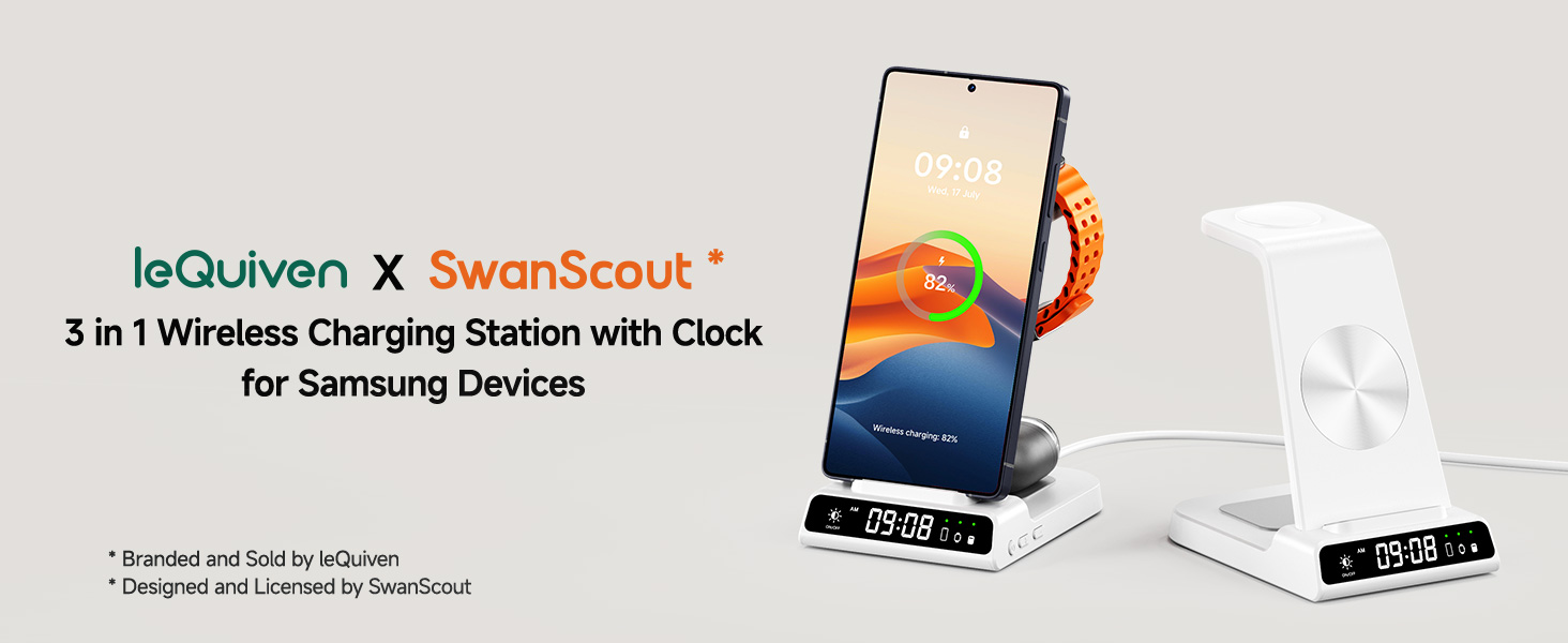 Бездротова зарядка leQuiven 3-в-1 для Samsung Galaxy S25 Ultra та інших моделей