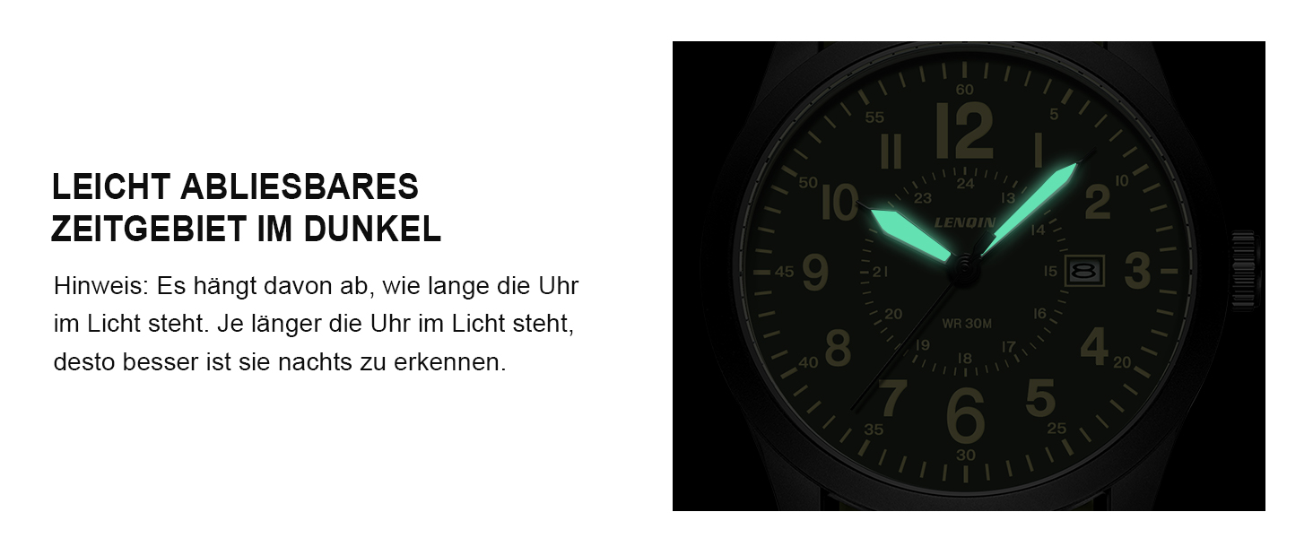 Годинник чоловічий LN LENQIN Military 30M водонепроникні годинники з датою, кварцові, тактичні, з нейлоновим ремінцем (зелено-чорний)