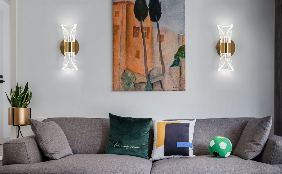 DELIPOP Настінне світильник Wandleuchte, 12W LED, 3 кольори світла (теплий/холодний/нейтральний), золотий, для спальні, вітальні, коридору, сходових маршів