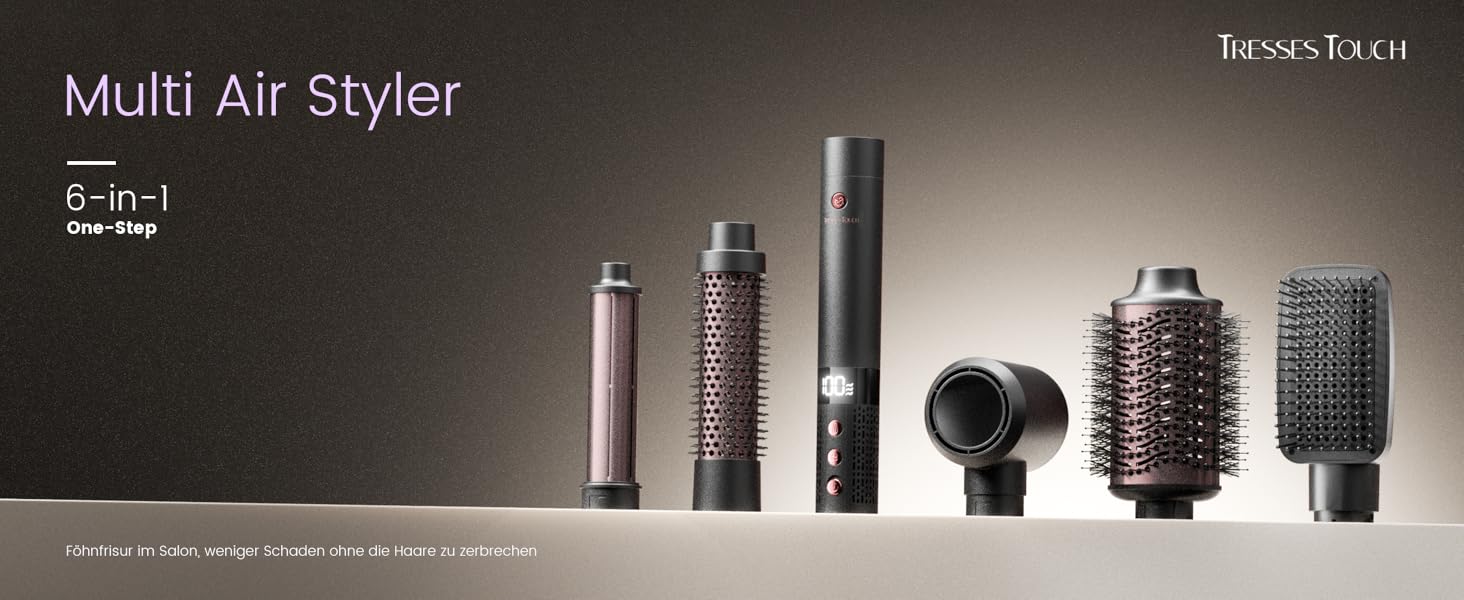 Airstyler 6-в-1: Фен-щітка, локони, об'єм, випрямлення, сушка волосся (Rose Gold)