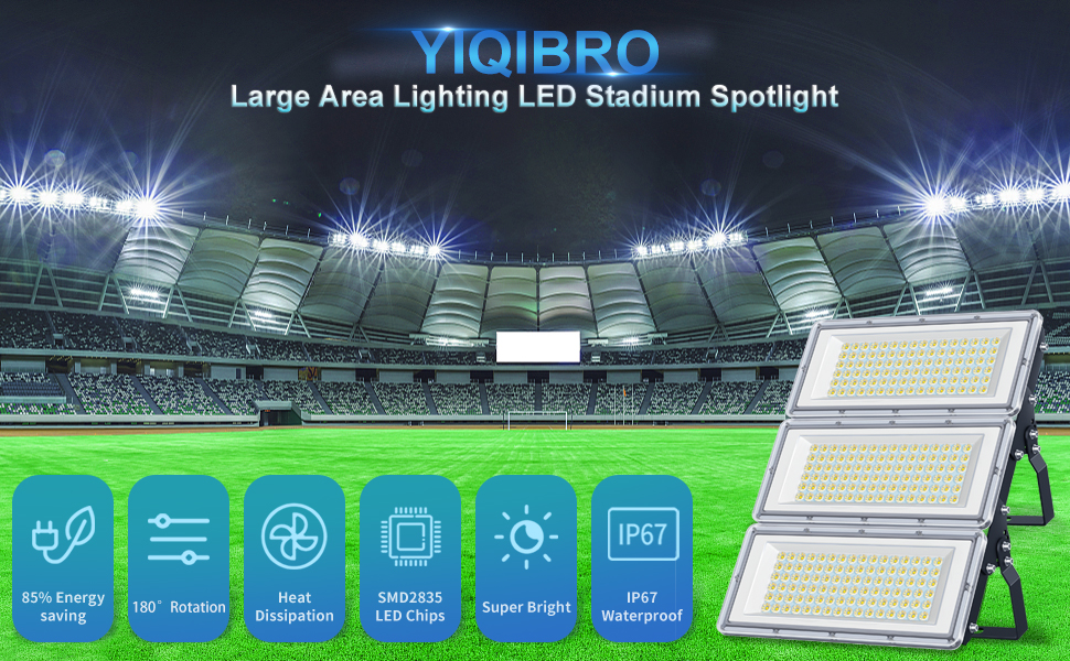 Світлодіодний прожектор YIQIBRO 100W, 10000Лм, IP67, холодне біле світло 6500K, для вулиці, саду, гаража, фабрики, спортивних майданчиків