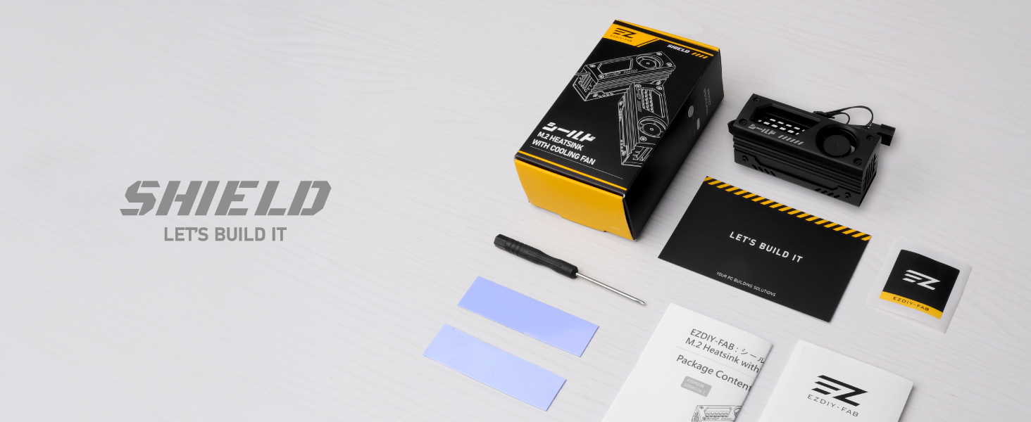 Радіатор охолодження M.2 SSD EZDIY-FAB з вбудованим 20mm PWM вентилятором, преміум-алюмінієвий дизайн, високопродуктивний кулер для M.2 2280 - Чорний - 1 шт.