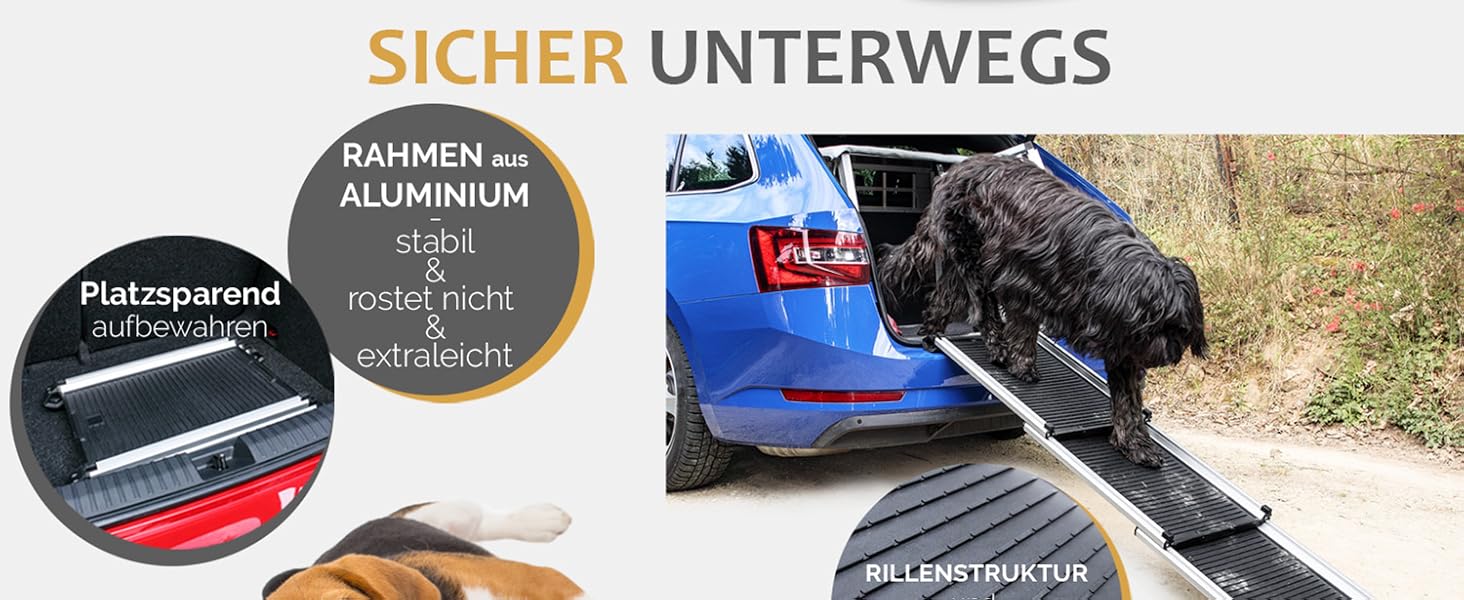 Рампа для собак у автомобіль Teleskop, висувна, алюміній, до 90 кг, протиковзка, для SUV