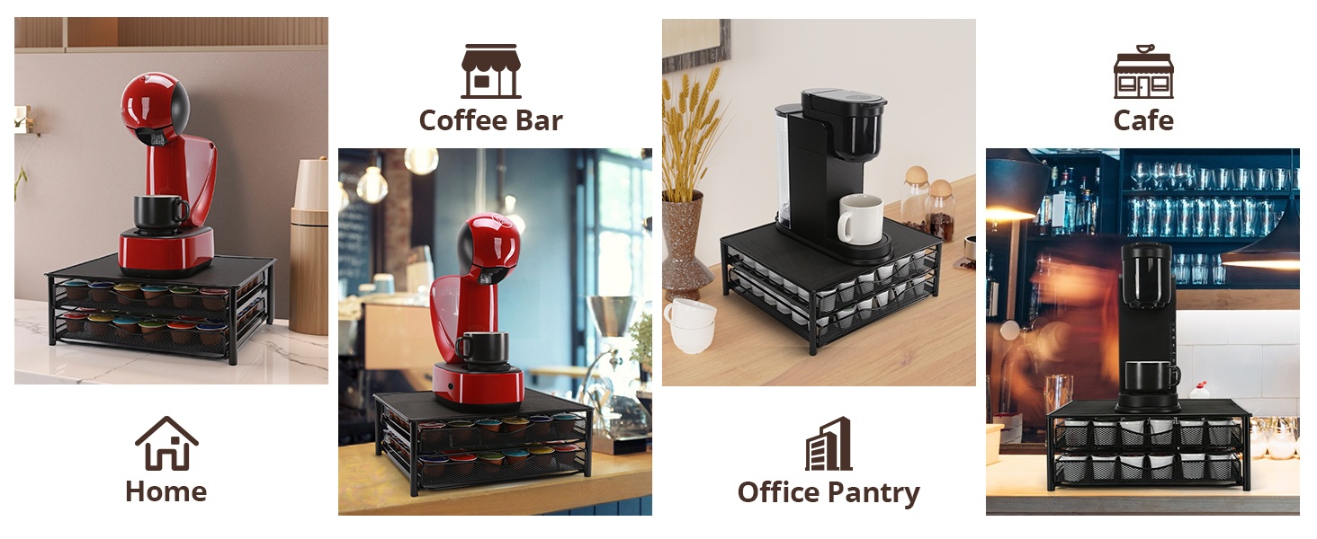 Тримач для капсул кави Sysyly для Dolce Gusto, органайзер на 72 капсули, металева висувна шухляда, чорний.
