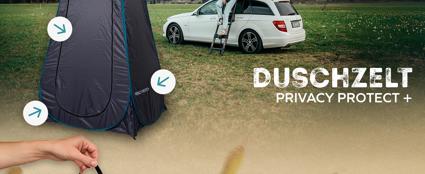 Намет для душу NaturBummler Pop-Up з захистом приватності, водонепроникний, з 5 кишенями та підлогою (1,9 м висота) – мобільний туалетний намет, переодягальня, захист від вітру для кемпінгу, пляжу, відпочинку на природі