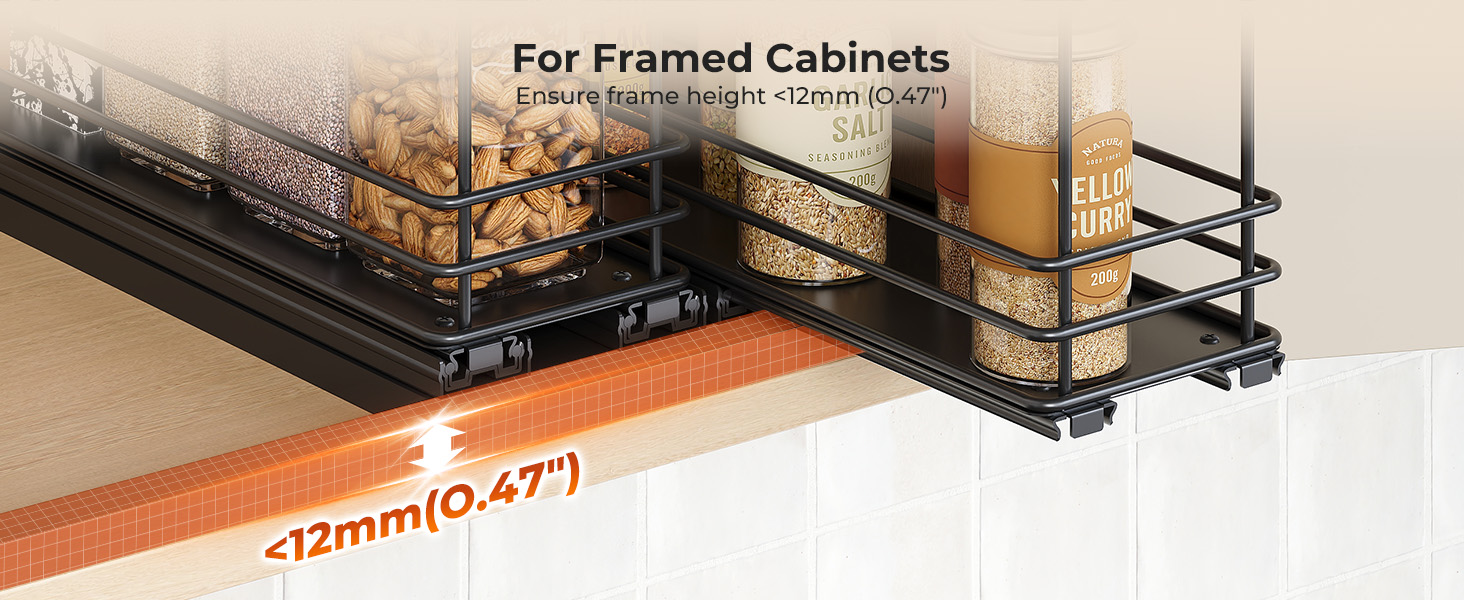 Організатор для спецій Orimade висувний, 3 шт. (2 шт. 8 см, чорний)