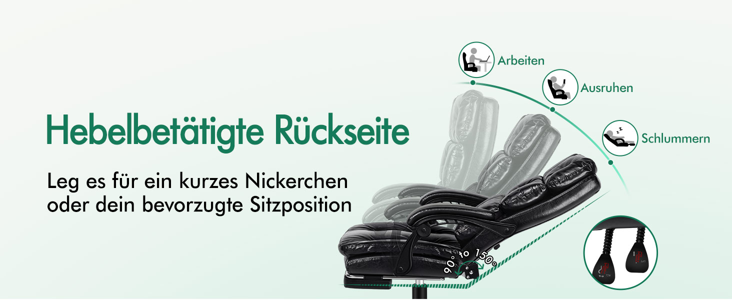 Офісне крісло ALFORDSON з регулюванням нахилу 150°, обертання 360° та підставкою для ніг. PU-шкіра, глянцевий чорний колір Palmer. Підходить для роботи та геймінгу.