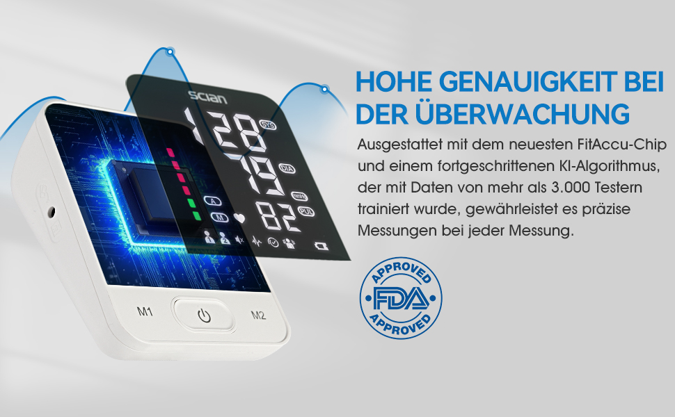 Тонометр на плече Scian для дому, автоматичний, LED-дисплей, 2 користувачі, 200 пам'ять, USB-C, DE-587-I5S