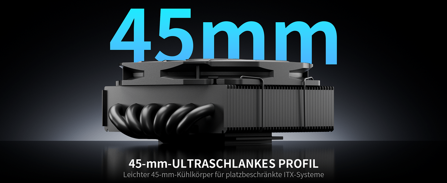 upHere H45K6: Тихий кулер для CPU з 6 тепловими трубками (90x45 мм) - сумісний з AM5/AM4/AM3, Intel 1851/1700/115x/1200