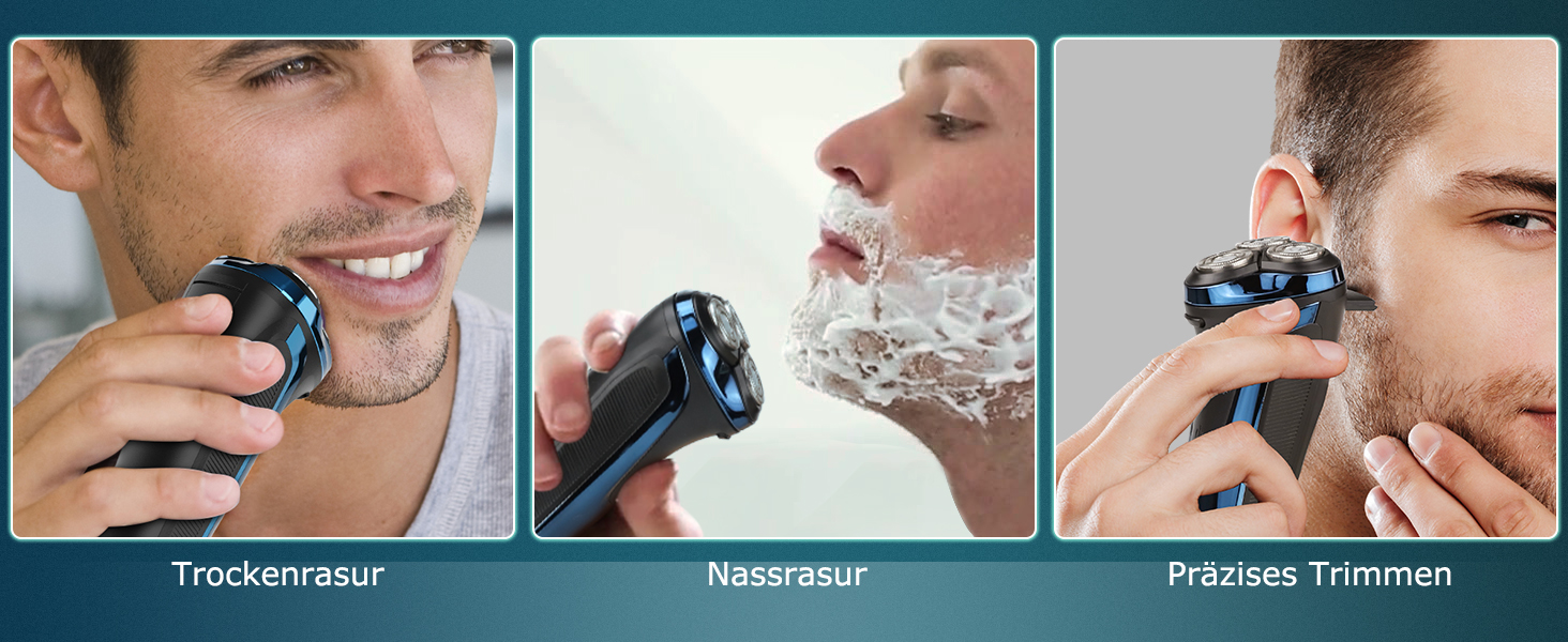 Електричний чоловічий бритва з 3 насадками, зарядним пристроєм та чохлом для подорожей, Snapbuy. Вологостійкий бритва IPX7 для сухого та вологого гоління, з прецизійним тримером та функцією стрижки бороди. Час роботи: 99 хвилин.
