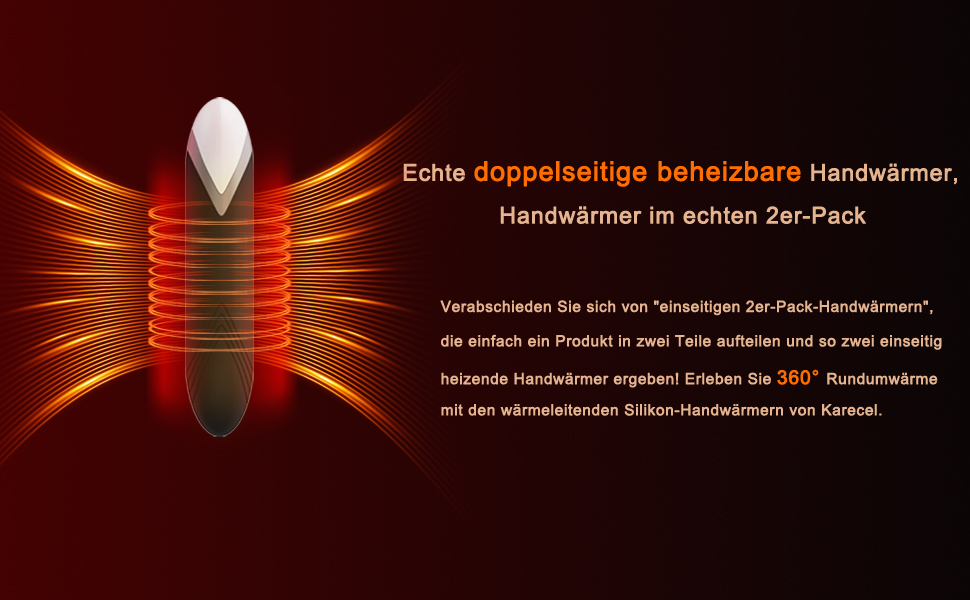 Електричні нагрівачі для рук Karecel 2 шт., USB, 6000mAh, Slim, чорний - подарунок для жінок та чоловіків