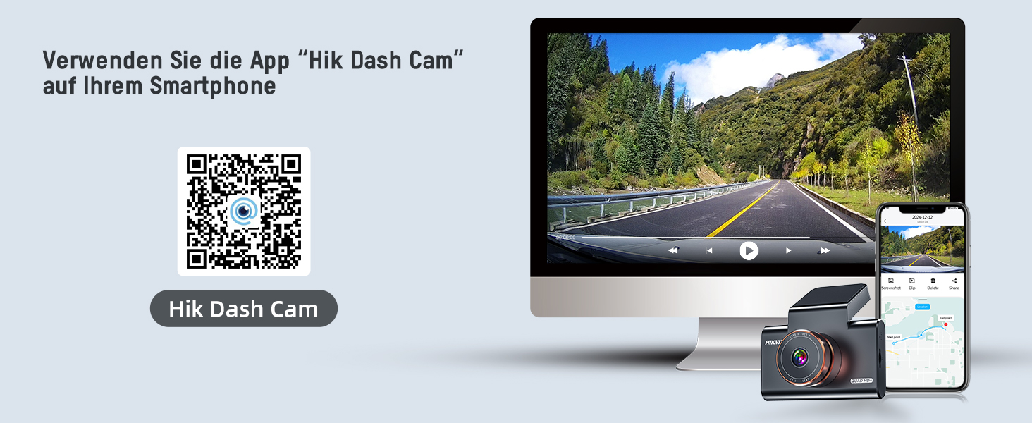 Відеореєстратор Hikvision C6 Pro 3K з GPS, IPS-дисплеєм 3 дюйми, Нічне бачення, WiFi, G-сенсор, Park Mode, підтримка SD до 256GB