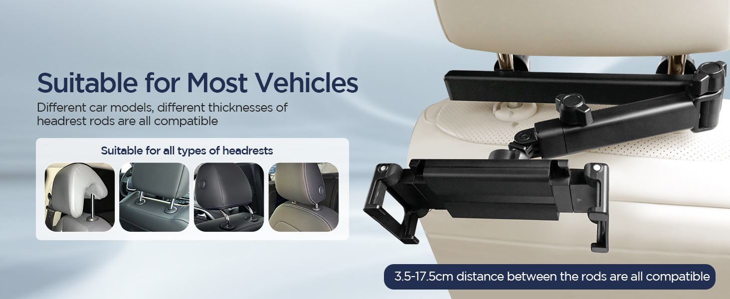 Утримувач для планшета Romon у автомобіль, кріплення до підголівника, універсальний, 360° обертання, для смартфонів та планшетів 4.7-13 дюймів