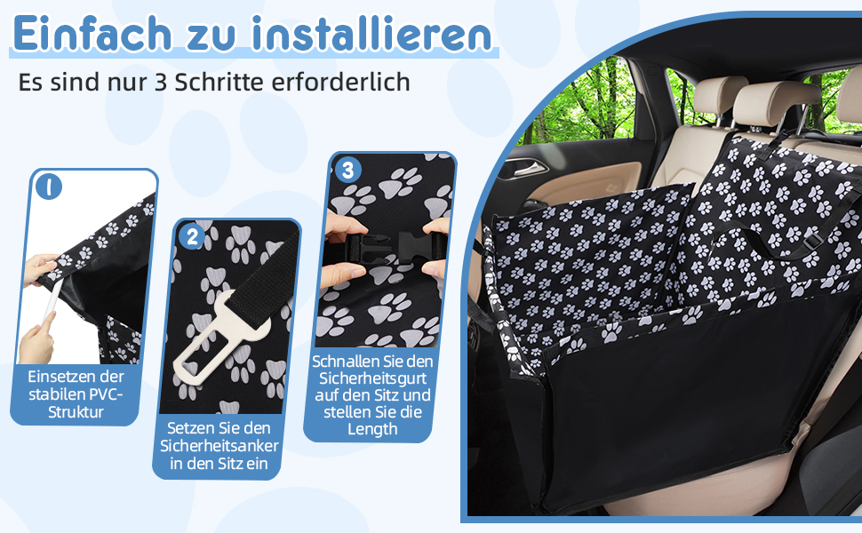 Захисна накидка на автосидіння для собак, водовідштовхувальна, з кріпленням для безпечного транспортування, 57x57x33 см