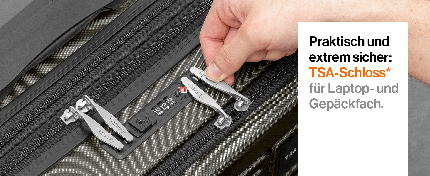 Чемодан ручної об'єм 55x40x23 см Travely Premium, розширюваний, з TSA замком та відділенням для ноутбука, 41-50 л, сірий