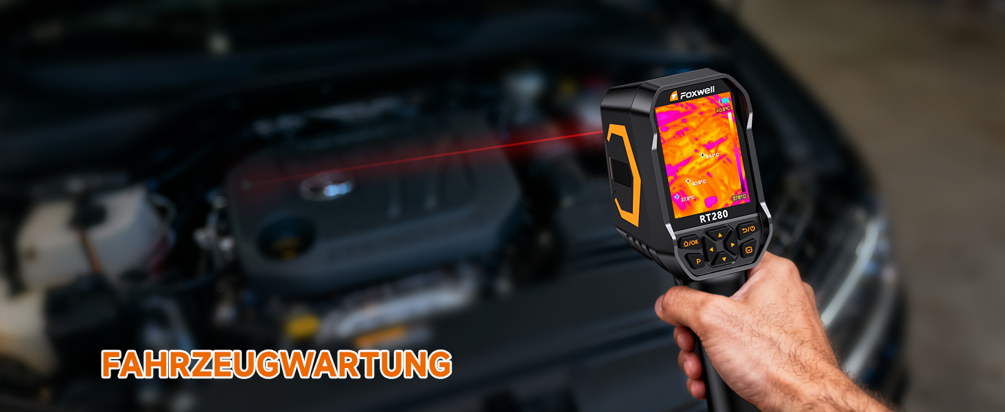 Тепловізор FOXWELL RT280: Портативна інфрачервона камера з LCD-екраном 2.8', роздільна здатність 320x240, діапазон температур -20°C до 550°C, 8GB пам'яті, функція PC-аналізу та відеозапису