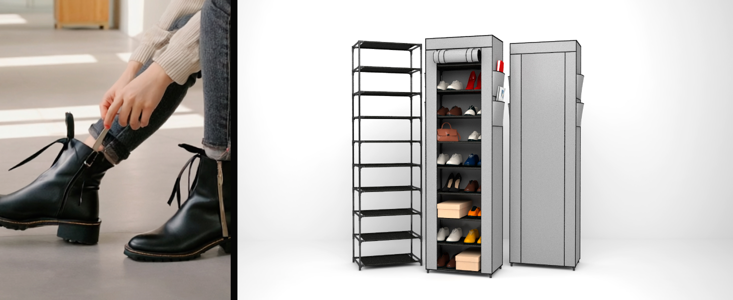 Сушарка для білизни VertiSlim Dry складана, вежа з 4 рівнями, нержавіюча сталь, з колесами та бічними крилами, сіра - для дому та вулиці