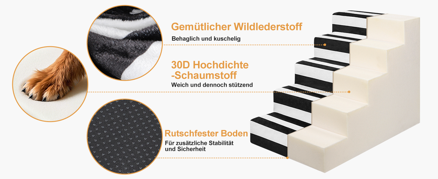 Сходинка для домашніх тварин Pawk: 5 сходинок, високощільний пінопласт, знімний чохол, для собак та котів, 45 x 56 x 75 см
