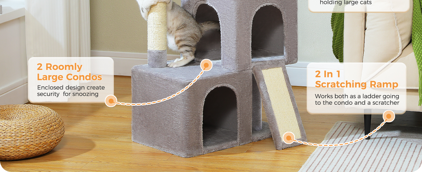 Дім-кігтеточка для котів PETEPELA 104 см з гамаком, перинаю та ігровим м'ячиком, чорний