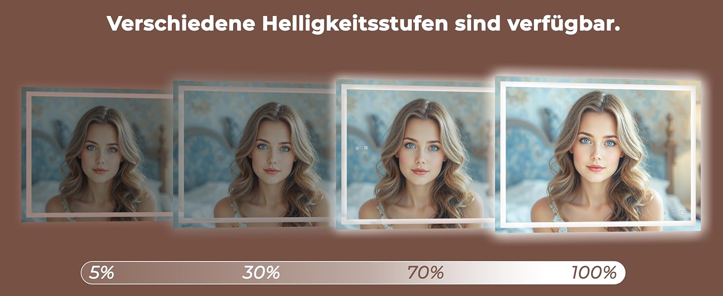 Дзеркало для ванної кімнати з підсвічуванням 60x50x3,5 см, LED, 6400K, біле світло, економія енергії, вертикальне/горизонтальне кріплення, антизапар, 3 колірні температури