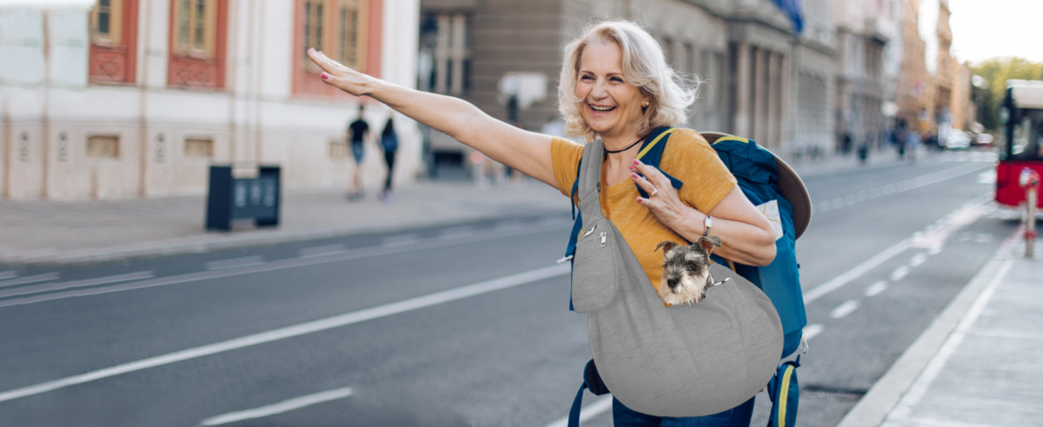 Сумка-переноска для собак SlowTon, сіра, M (2,7-5,4 кг)