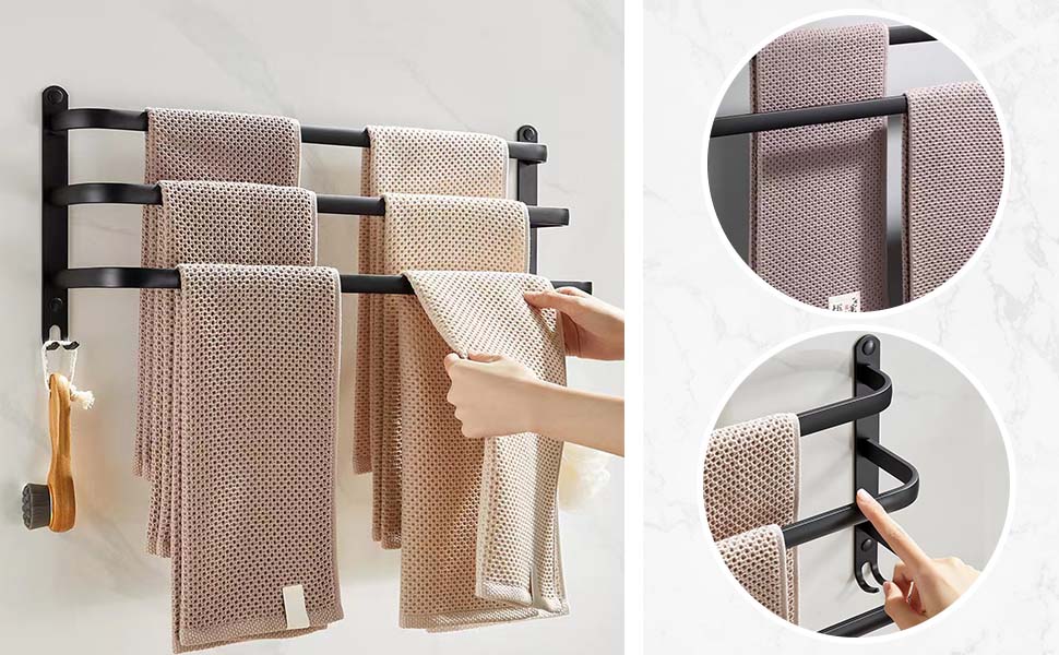 Тримач для рушників 60 см, чорний, аксесуари для ванної кімнати