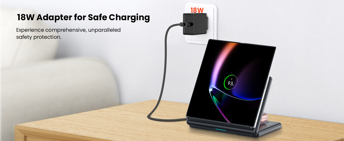 Індукційна зарядка GEEKERA 3-в-1 для Samsung, Fitbit, Galaxy Buds - чорний