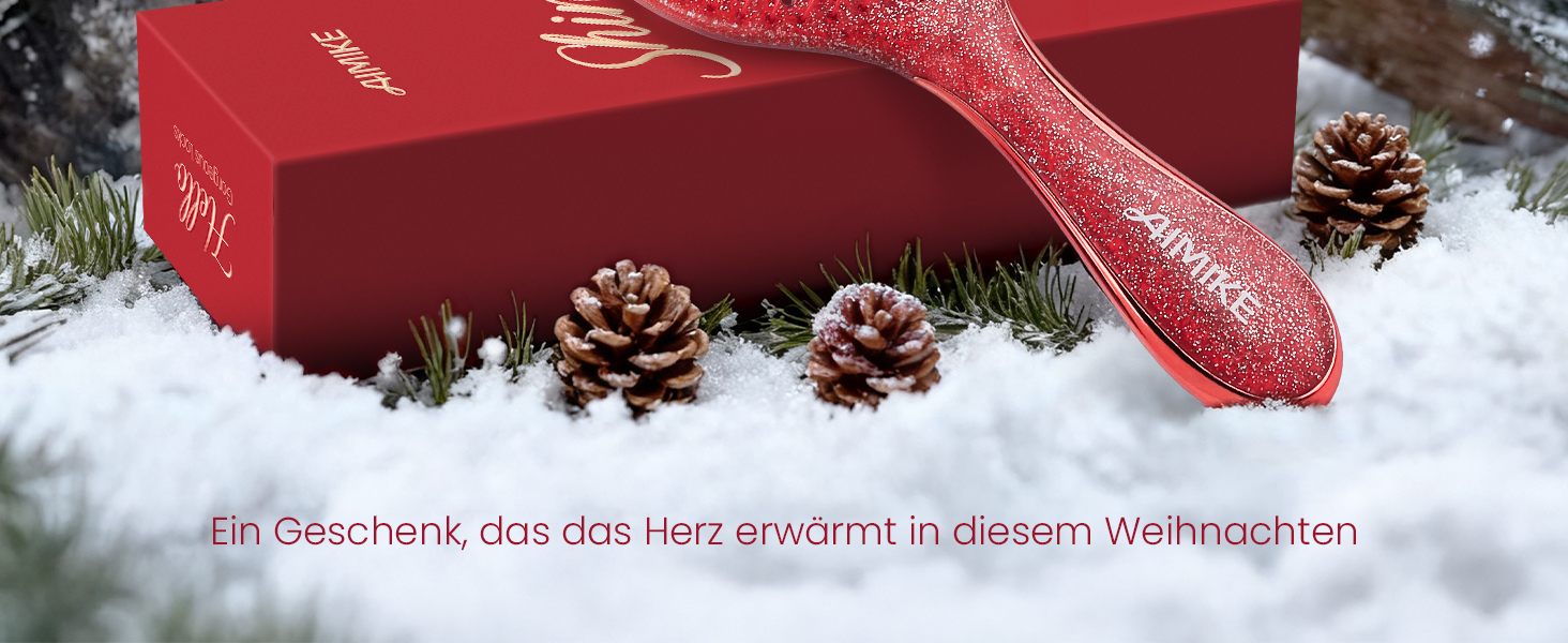 Щітка для волосся AIMIKE без пошкоджень, розпушувач з м'якими щетинками, безболісна розпушувальна щітка для жорстких вузлів, особливо ніжна до тонкого волосся, ідеальна для догляду за шкірою голови та масажу. LuxeSilk кишенькова щітка (блискуча рубінова щітка з вентиляцією)