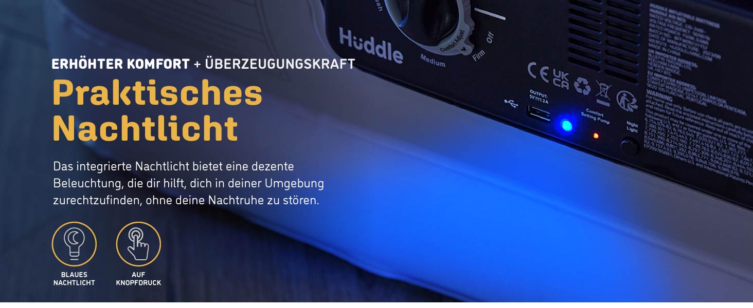 Huddle® Luxury Never Deflate - Надувна Матрац Single з Dual-Pump SlumberGuard™ | З Інтегрованою Помпою | Преміум Якість