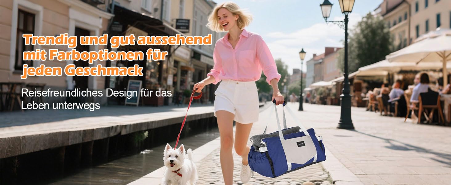 Автокрісло для собак 3-в-1 – переносна ліжко для маленьких собак, з розкладною поверхнею, м'яким матрацом, для переднього або заднього сидіння, внутрішнє та зовнішнє використання (04-Blau)