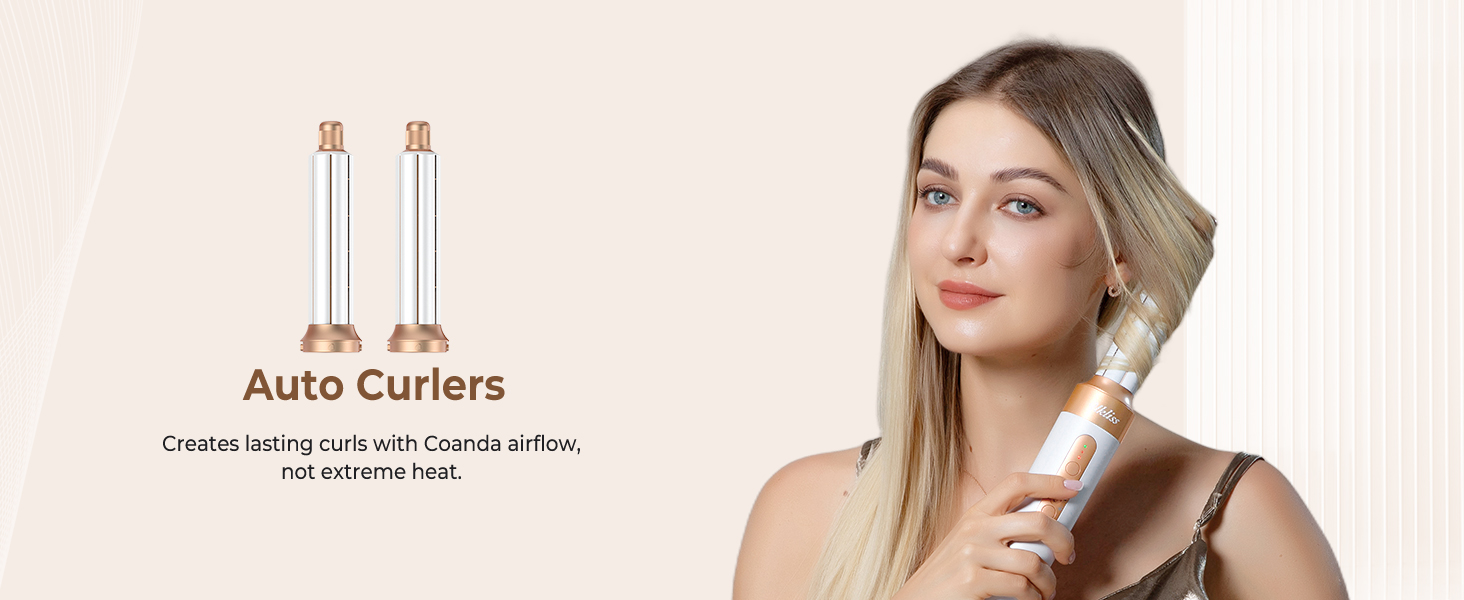 UKLISS Air Styler 7 в 1: фен-щітка з 7 насадками для сушіння, укладання та об'єму волосся, іонізація, білий