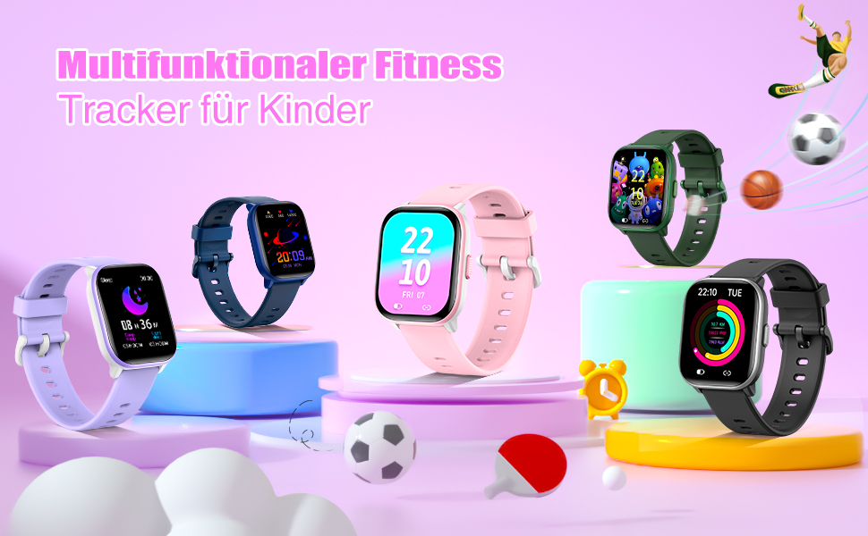 Дитячий розумний годинник для дівчаток та хлопчиків, 1.5' фітнес-трекер з 19 спортивними режимами, моніторингом сну, серцевого ритму, крокомером, IP68 водонепроникний, подарунок для дітей 6-15 років, рожевий