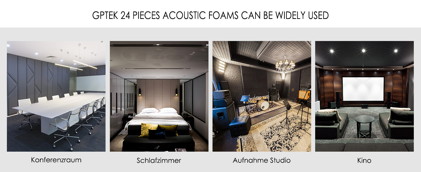 Звукопоглинаючі панелі AGPtEK, акустичний поролон для студії, офісу та кімнати (24 шт, 25x25x5 см, сірий та чорний)