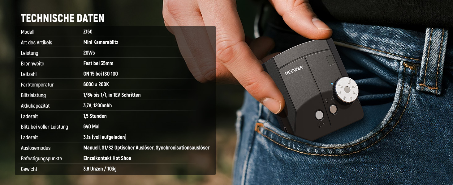 Спалахувачка NEEWER Z150 для Canon, Nikon, Panasonic, Olympus, Pentax та інших DSLR/цифрових камер