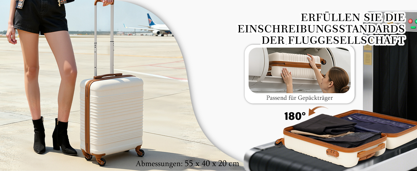 Набір валіз COOLIFE для ручної поклажі (55x35x20cm + 40x25x20cm) з TSA замком, 4 колеса, ABS, жовто-чорний колір