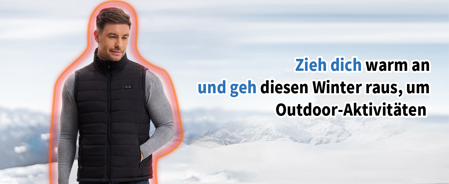 Обогріваючий жилет для чоловіків та жінок з акумулятором, 13 зон обігріву, 3 режими температури, чорний, L