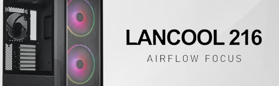 Корпус Lian Li LANCOOL 216X: Midi-Tower, сталь, чорний, з високим повітряним потоком, 160 мм вентилятори (без RGB)