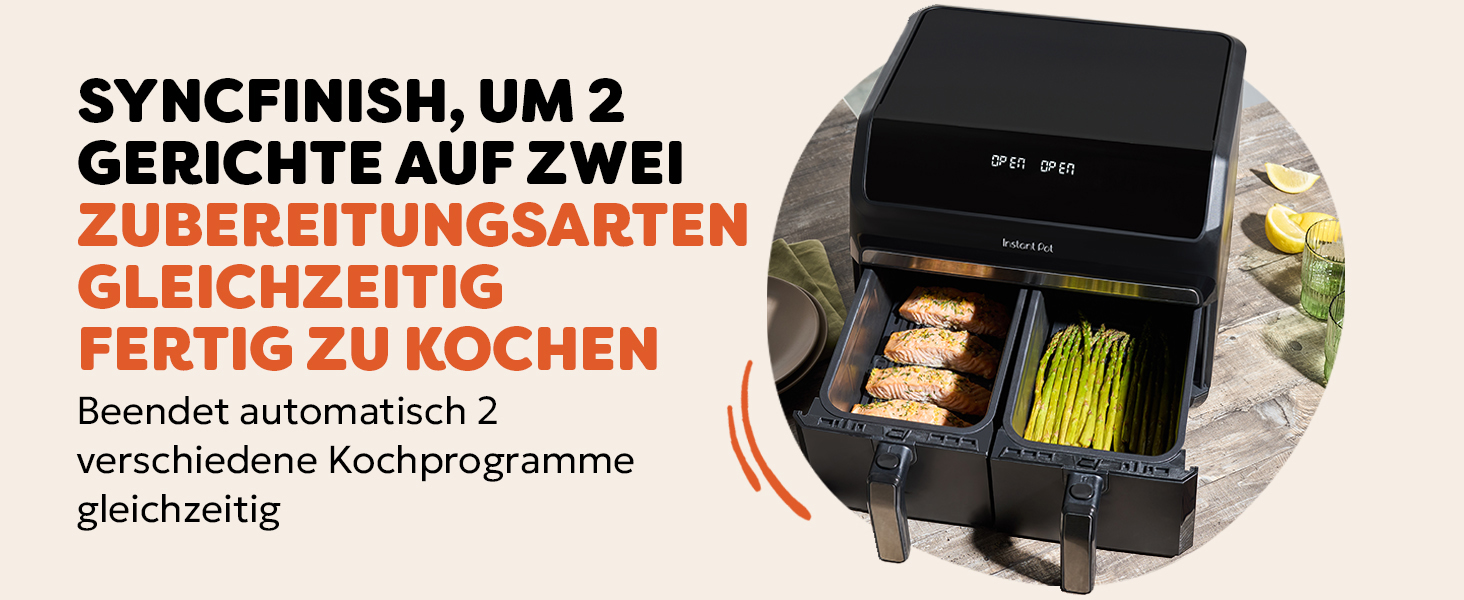 Фритюрниця повітряна Instant Pot Vortex Compact Trüffel Grau 5 л, 4-в-1, сімейний розмір, з антипригарним покриттям