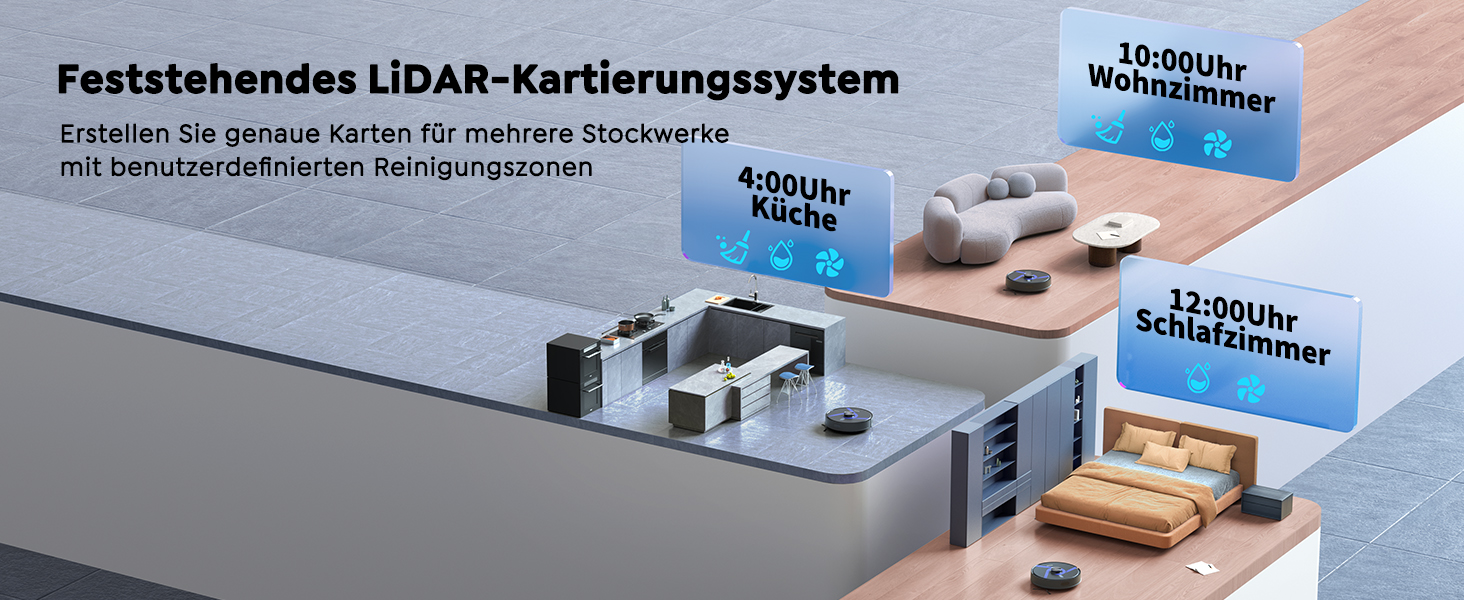 Робот-пилосос Vyzzle з функцією миття 5500 Pa, станція самоочищення 3.5L, для шерсті тварин, твердих підлог та килимів, керування через додаток, голосове керування Alexa та Google Assistant (чорний)