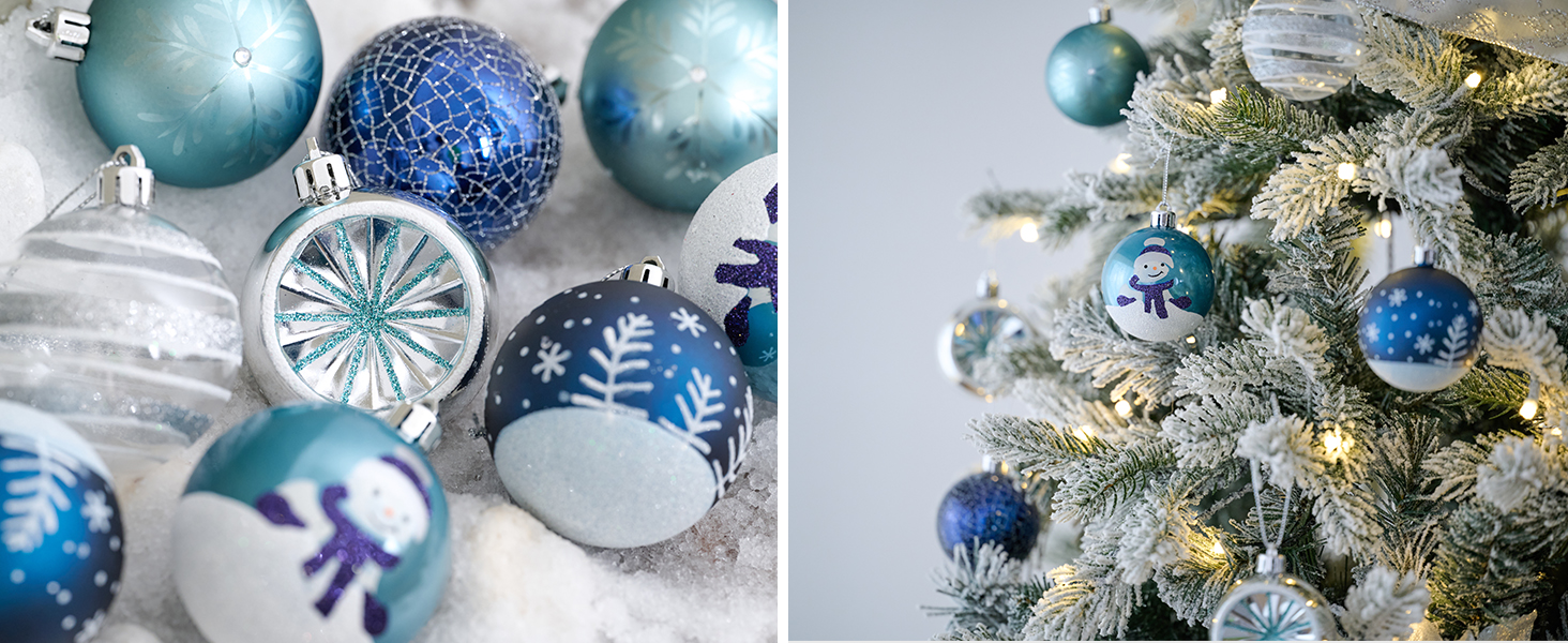 Набір ялинкових прикрас Valery Madelyn, 16 шт, 6 см, червоно-зелено-золота тема (блакитна), з подарунковою упаковкою