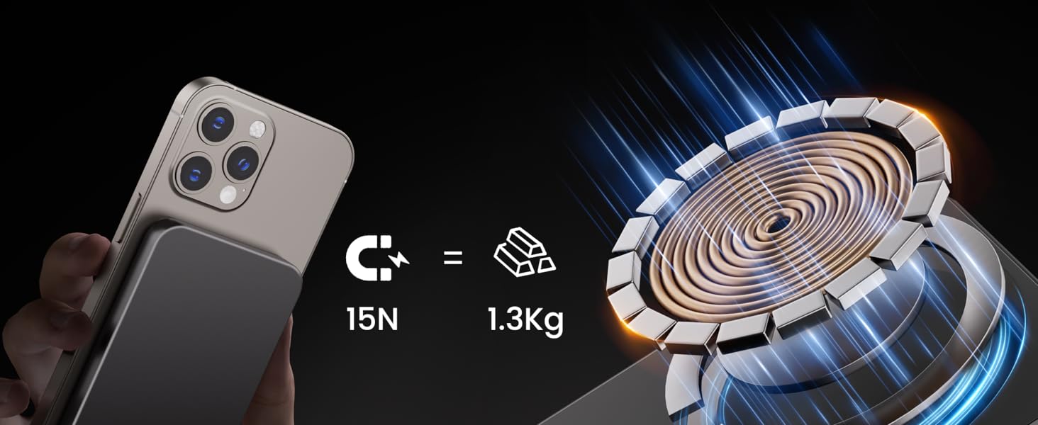 Power Bank Магнітний 10000 mAh PD20W: Бездротовий зарядний пристрій з USB-C для iPhone 17/16/15/14/13 та Apple Watch (Помаранчевий)