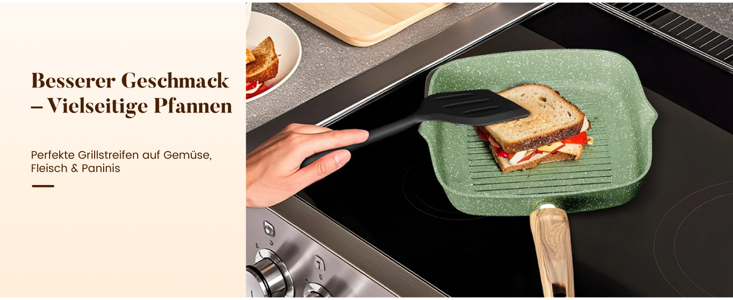 Набір посуду Kitchen Academy для індукційних плит, 17 предметів, антипригарне покриття, зелений