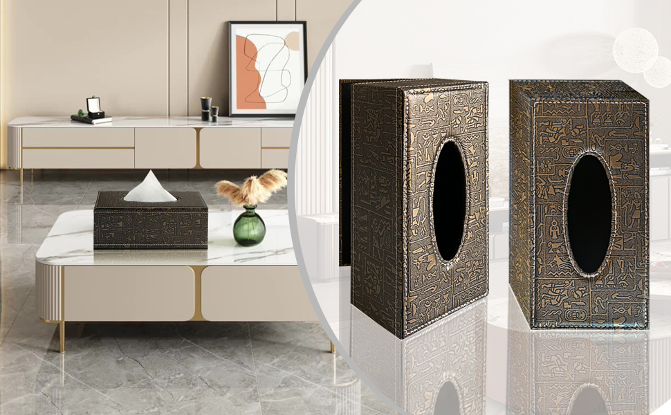 Тримач для серветок зі шкіри, стильний, міцний, для дому, офісу, автомобіля. Тримач для тканинних серветок, прямокутний, ретро-дизайн (1 шт.)