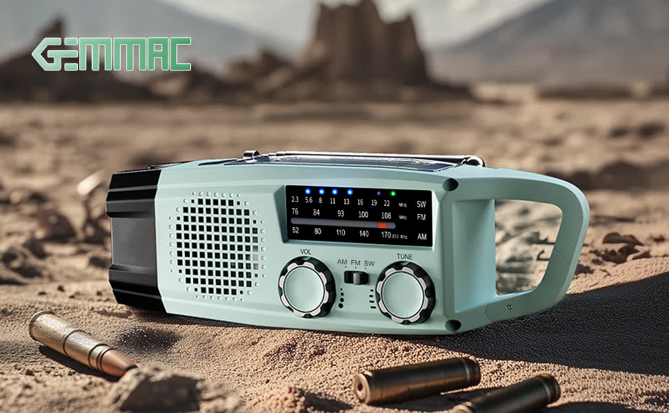 Радіо на сонячній батареї та з ручкою, 2000mAh, Power Bank, SOS-сигнал, ліхтарик, AM/FM, для кемпінгу та надзвичайних ситуацій