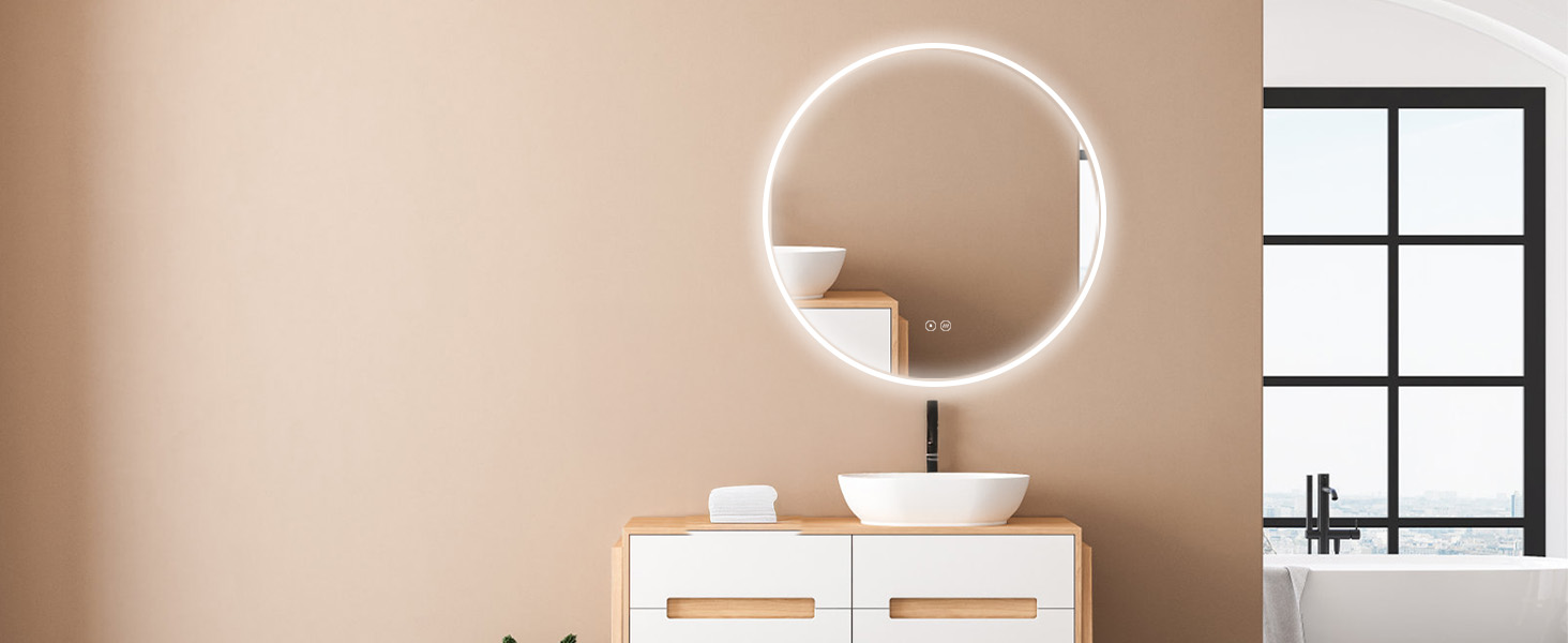 Дзеркало для ванної кімнати HOKO ULM 60см з підсвічуванням LED, антизапотівачем та сенсорним вимикачем. Колір сріблястий. Розміри 60x60 см.